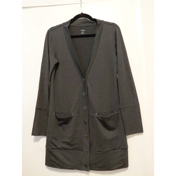 Icebreaker Women’s Cardigan Button Front Pockets Gray Small - Picture 1 of 6